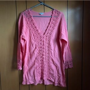Venus Knit Laced Long Sleeve Beach Cover-Up Size Small